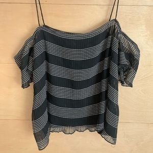 Pleated Cold Shoulder Top